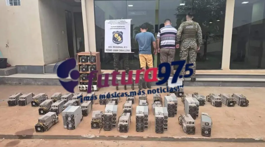 Incautan más de 100 máquinas de criptomonedas en allanamiento en el Barrio Jardín Aurora