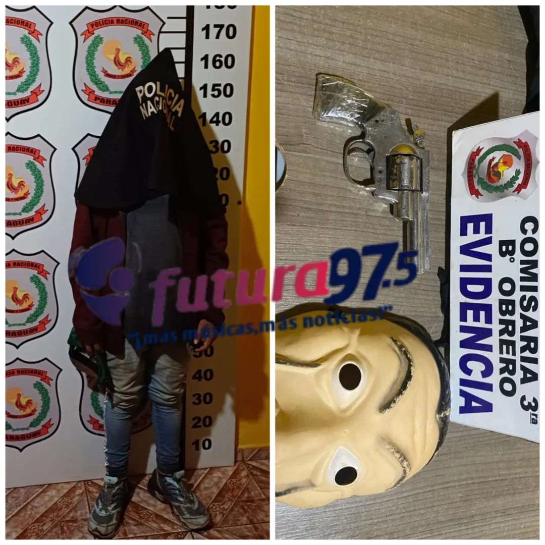 Aprehenden a joven en zona oscura con un revólver y máscara