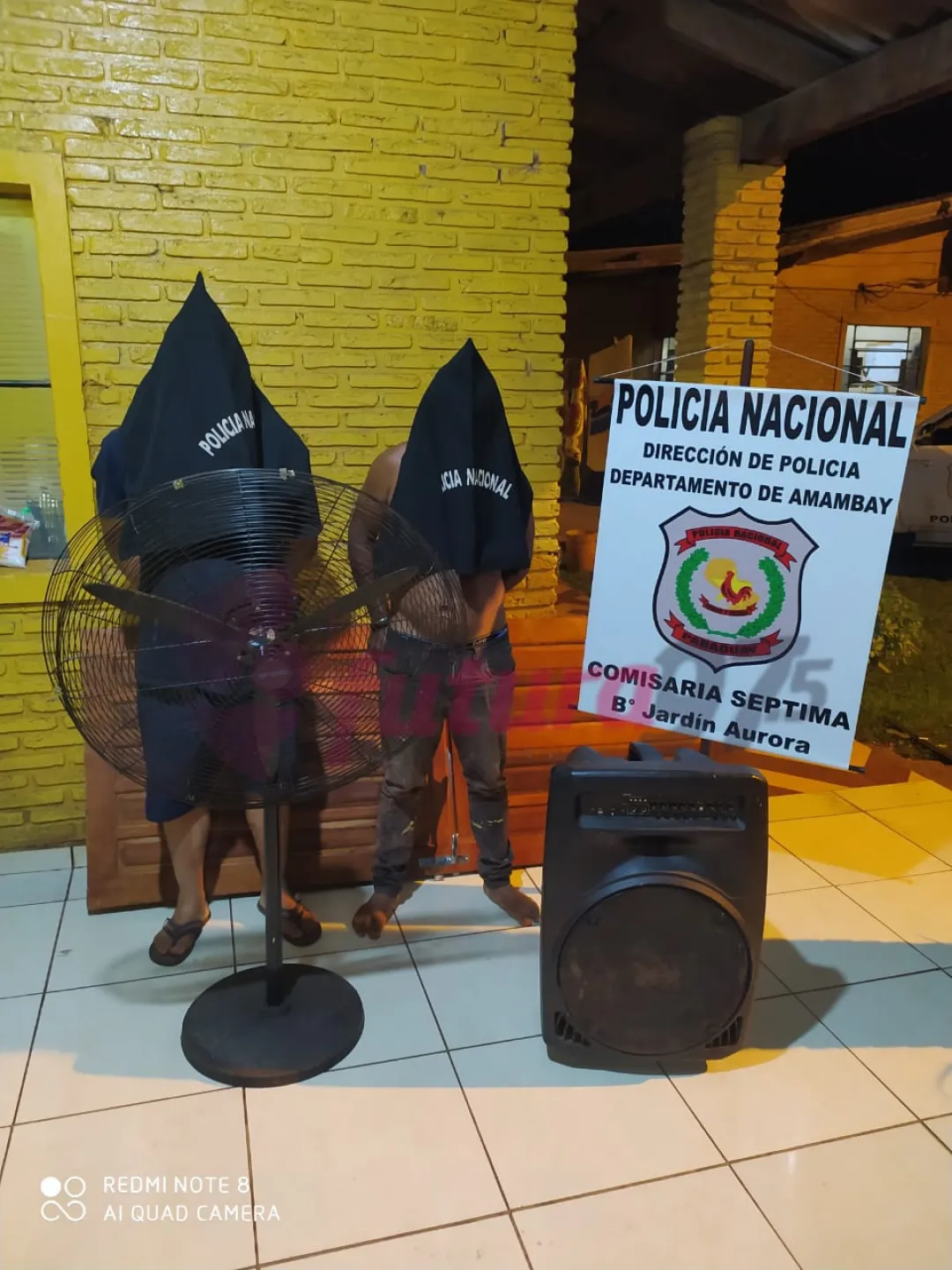 Dos hombres aprehendidos tras robo domiciliario: Policía recupera objetos e incauta vehículo