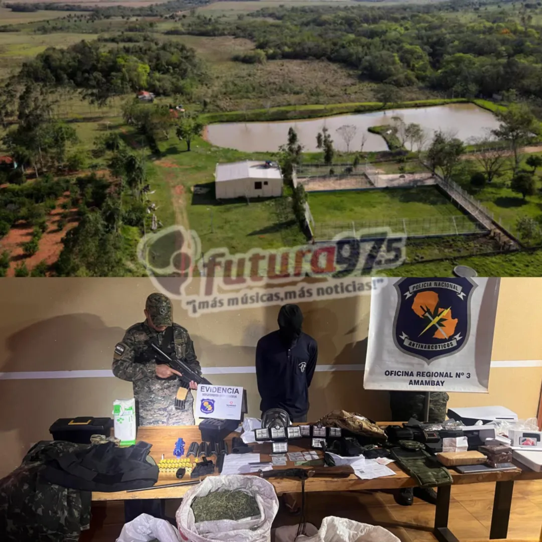 Allanan estancia en Colonia Y’ambue: detienen a joven e incautan armas y drogas