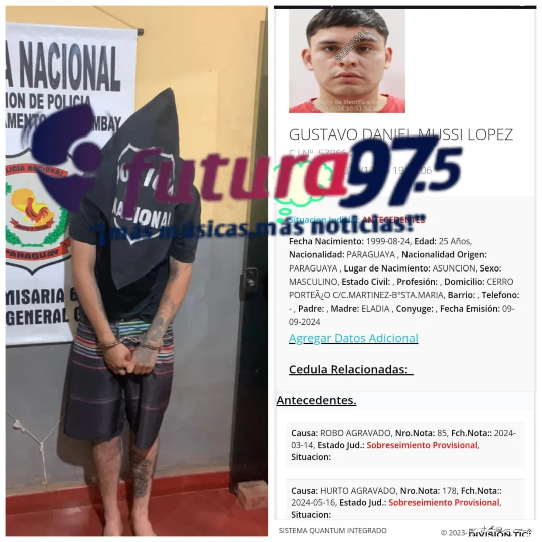 Joven aprehendido tras ser acusado de hurtar una motocicleta