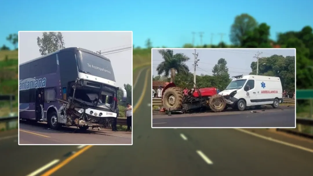 Arroyos y Esteros: Triple choque entre bus, tractor y ambulancia deja un fallecido