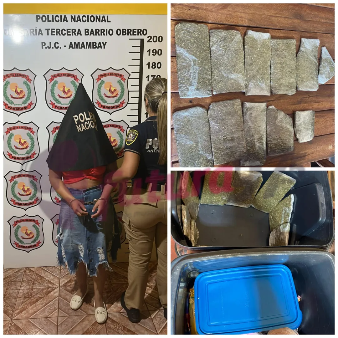 Mujer aprehendida por intentar ingresar marihuana a la cárcel de Pedro Juan Caballero