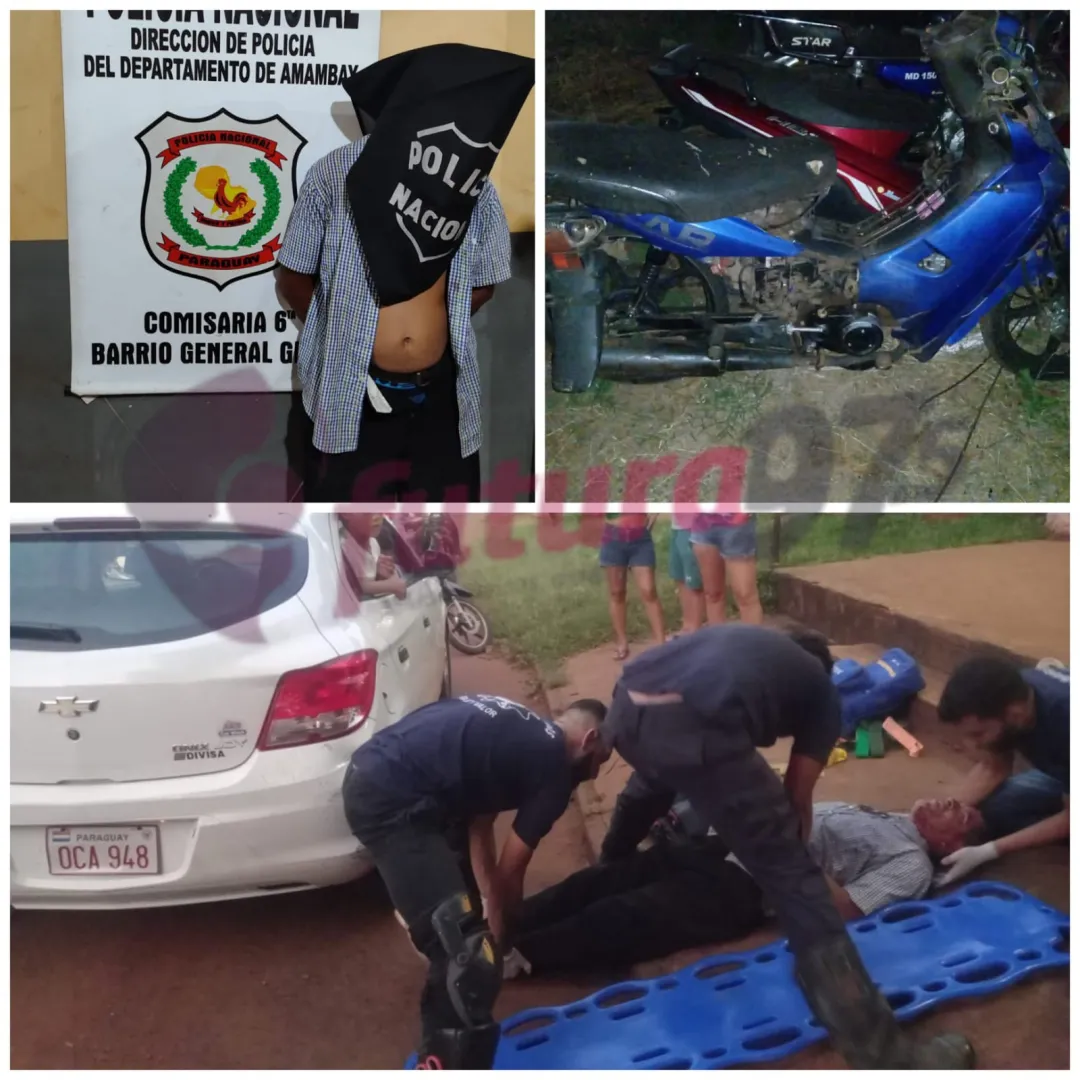 Accidente de tránsito en el Barrio Gral. Genes: Motociclista aprehendido por carecer de licencia de conducir