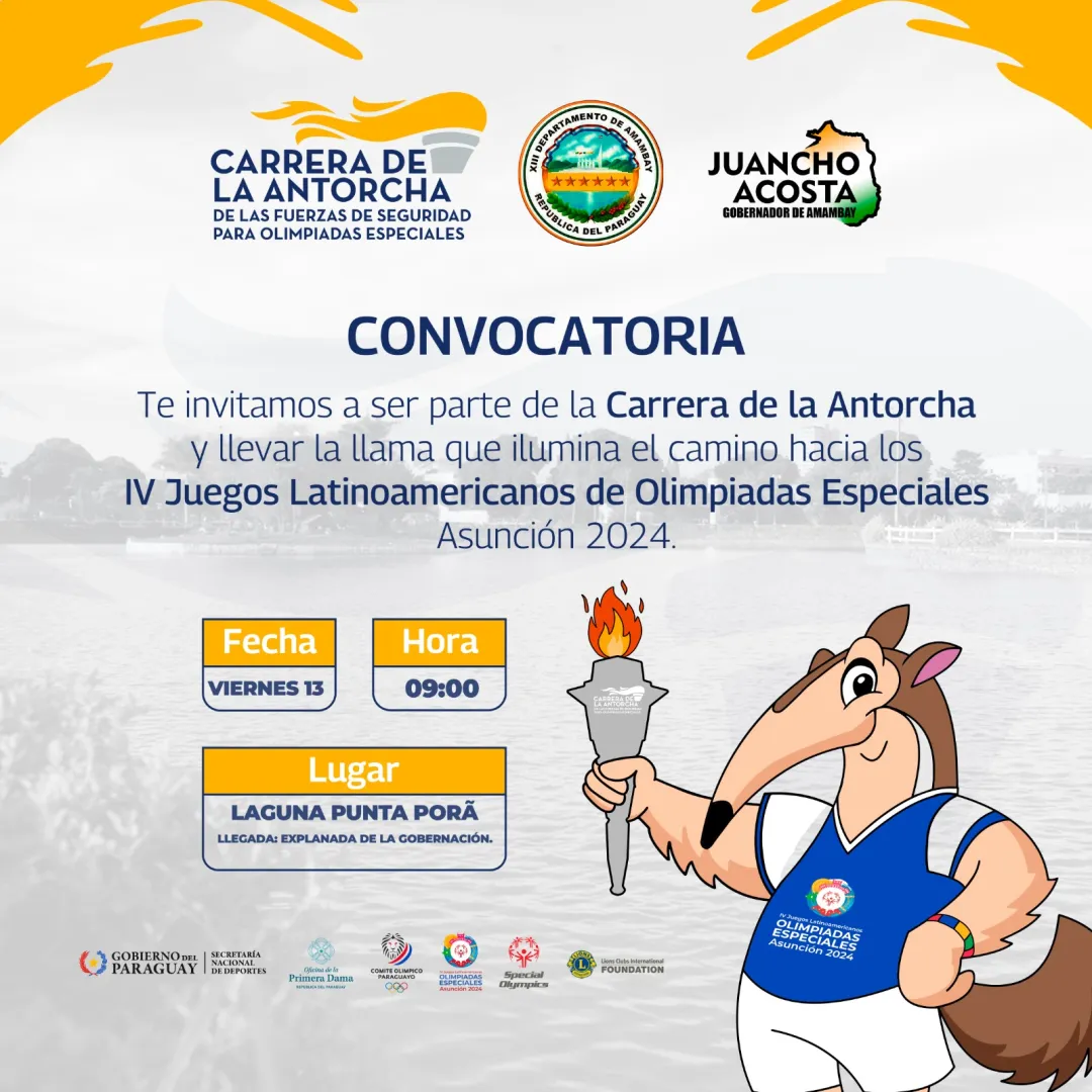 El Recorrido de la Antorcha de las Olimpiadas Especiales en Pedro Juan Caballero inicia mañana