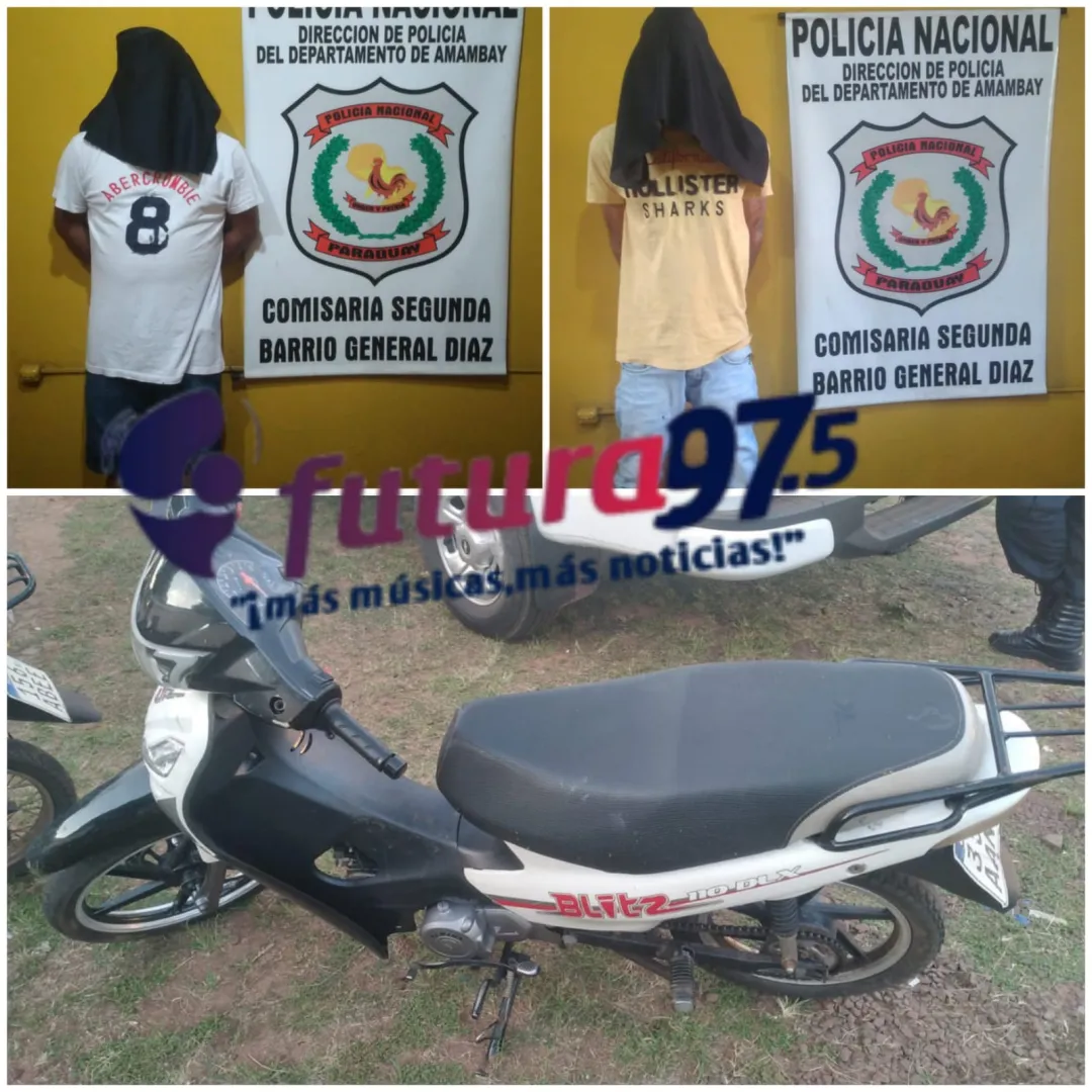 Detienen a dos personas en motocicleta sin licencia y con orden de captura