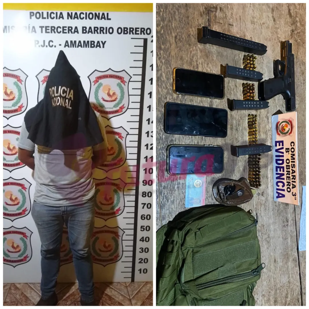 Hombre es aprehendido con arma de fuego en Barrio Obrero