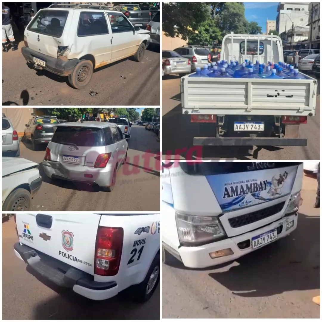 Camión distribuidor de agua provoca triple choque en el Barrio Perpetuo Socorro